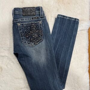 Miss Me Dark Indigo Skinny Jeans with Embroidered Back Pockets